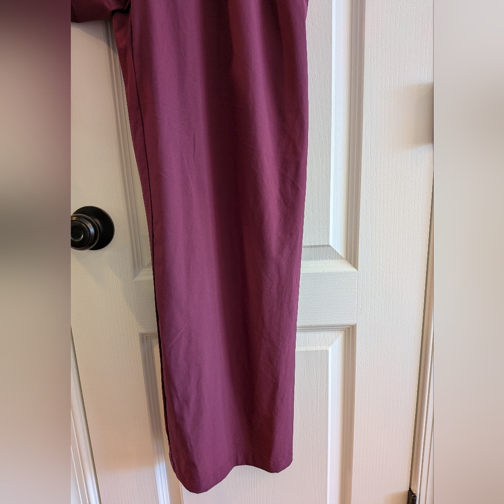 Halara Breezeful Wide Leg Jumpsuit Backless Pocket Burgundy Size S Flowy Resort - Picture 7 of 15